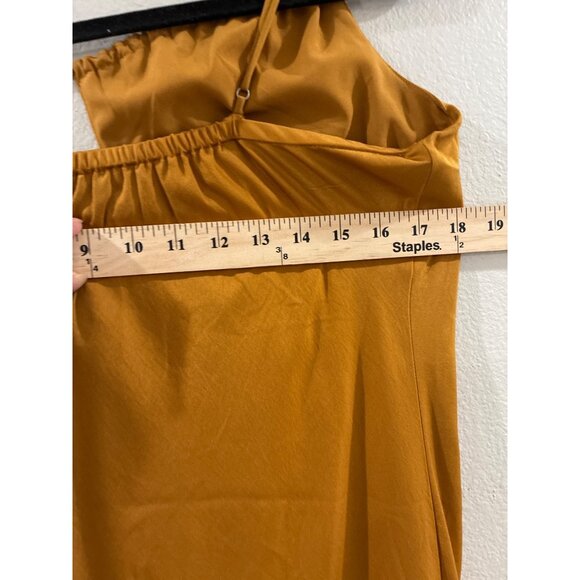 Banana Republic Dress Womens elegant RUFFLE MAXI Golden Grass size Small - Picture 8 of 9